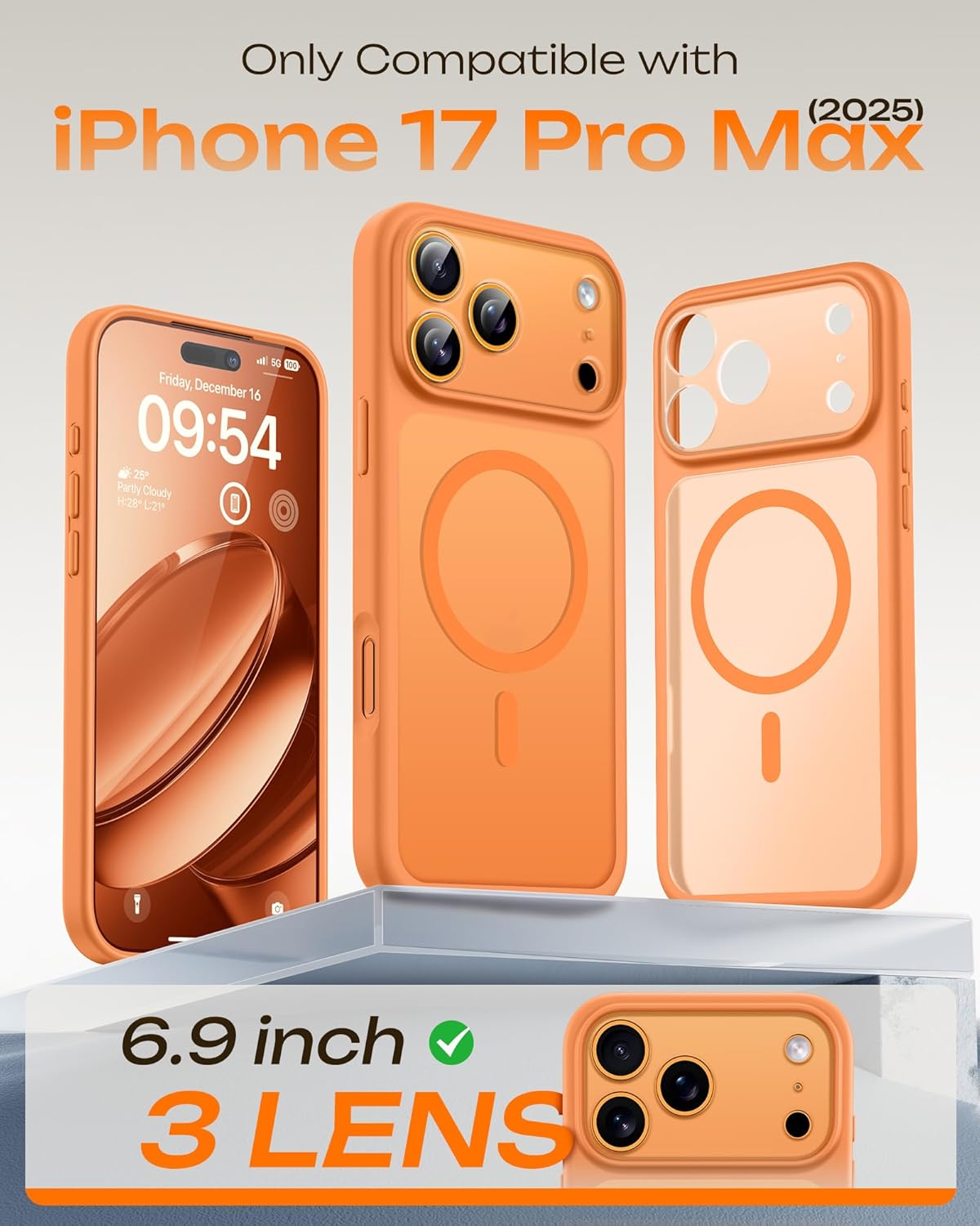 Prenora Magnetic iPhone 17 Pro Max Orange Case