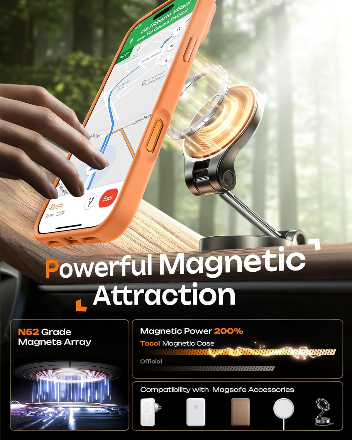 Prenora Magnetic iPhone 17 Pro Max Orange Case