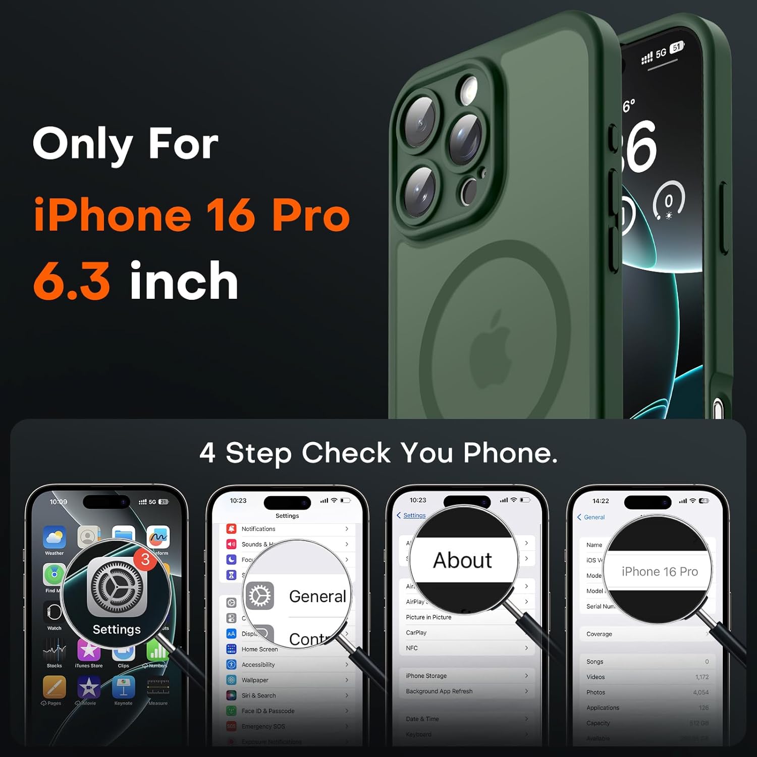 Alpine Green magnetic iPhone 16 Pro case with TPU cushioning