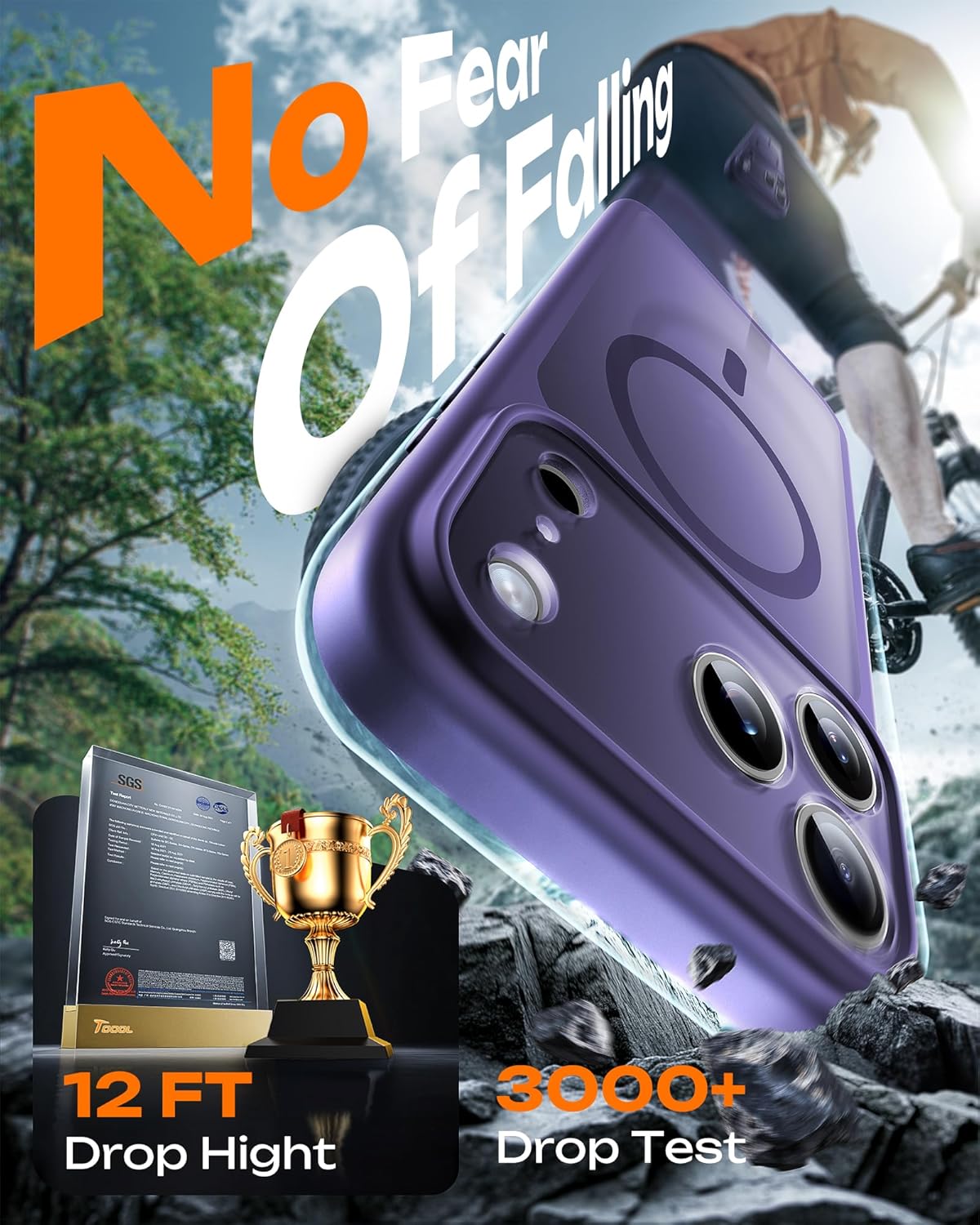 Built-in magnetic ring Prenora iPhone 17 Pro Max Midnight Purple case with MagSafe
