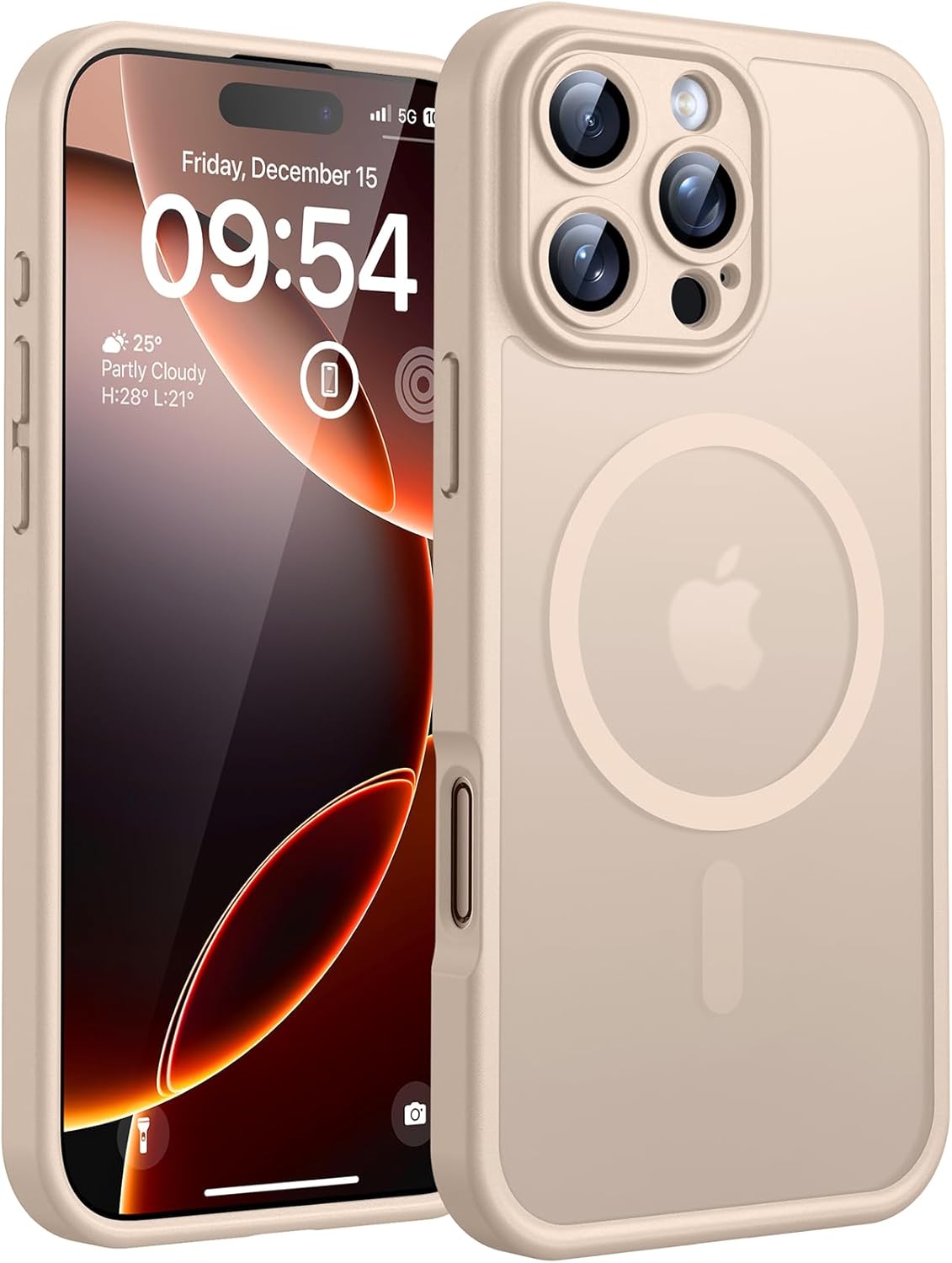 Desert color magnetic iPhone 16 Pro case with TPU cushioning