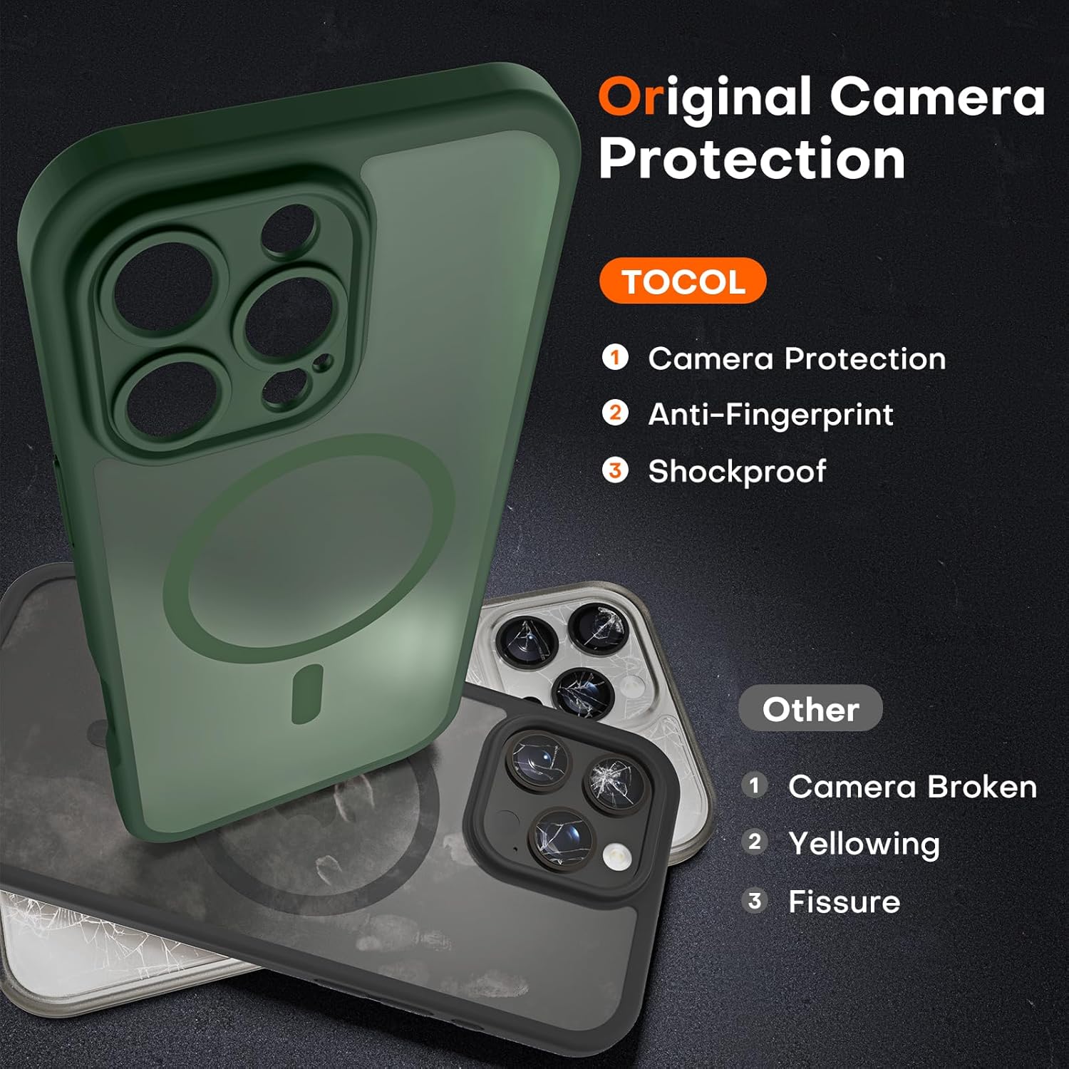 MagSafe compatible Prenora iPhone 16 Pro Alpine Green case showing magnetic ring