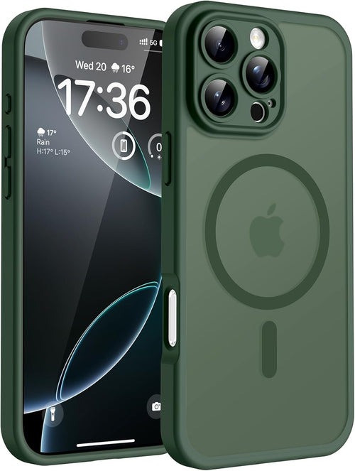 Prenora Magnetic iPhone 16 Pro Alpine Green case front and back view