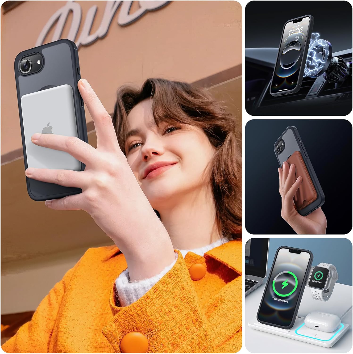 Prenora Magnetic iPhone 16e Case front and back view