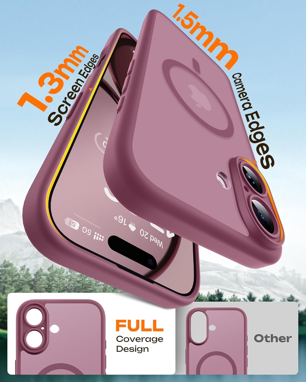 Prenora Magnetic iPhone 17 Plum case front and back view