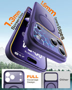 Prenora Magnetic iPhone 17 Pro Max Midnight Purple case front and back view