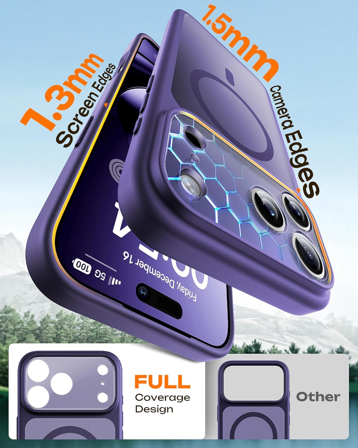 Prenora Magnetic iPhone 17 Pro Max Midnight Purple case front and back view