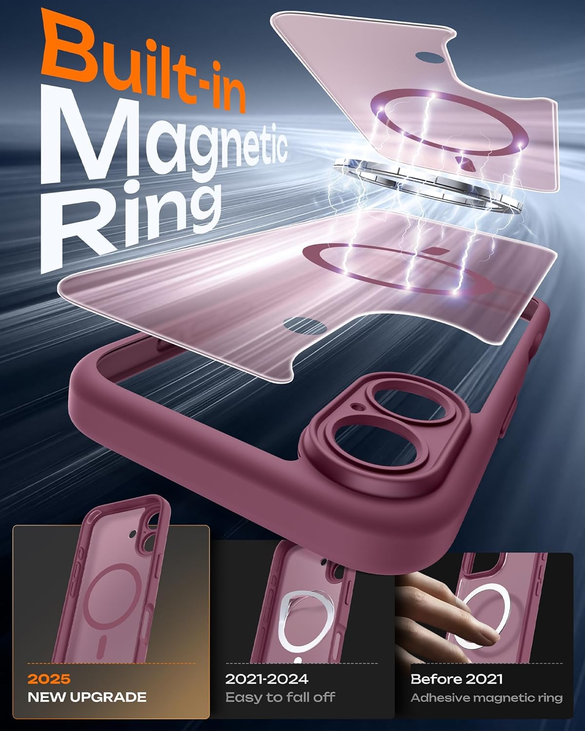 Prenora shockproof bumper case for iPhone 17 Plum corner protection