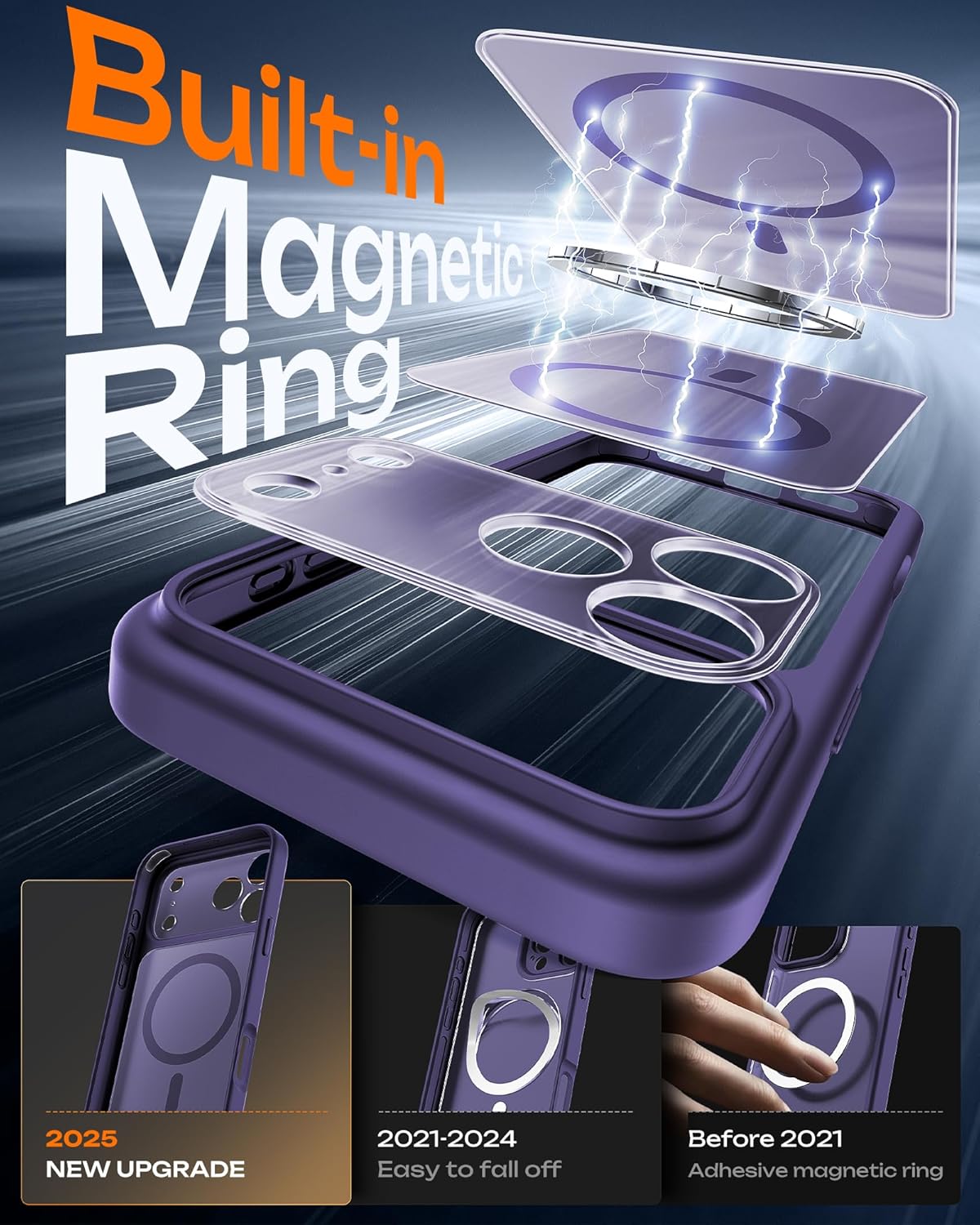 Prenora shockproof bumper case for iPhone 17 Pro Max Midnight Purple corner protection