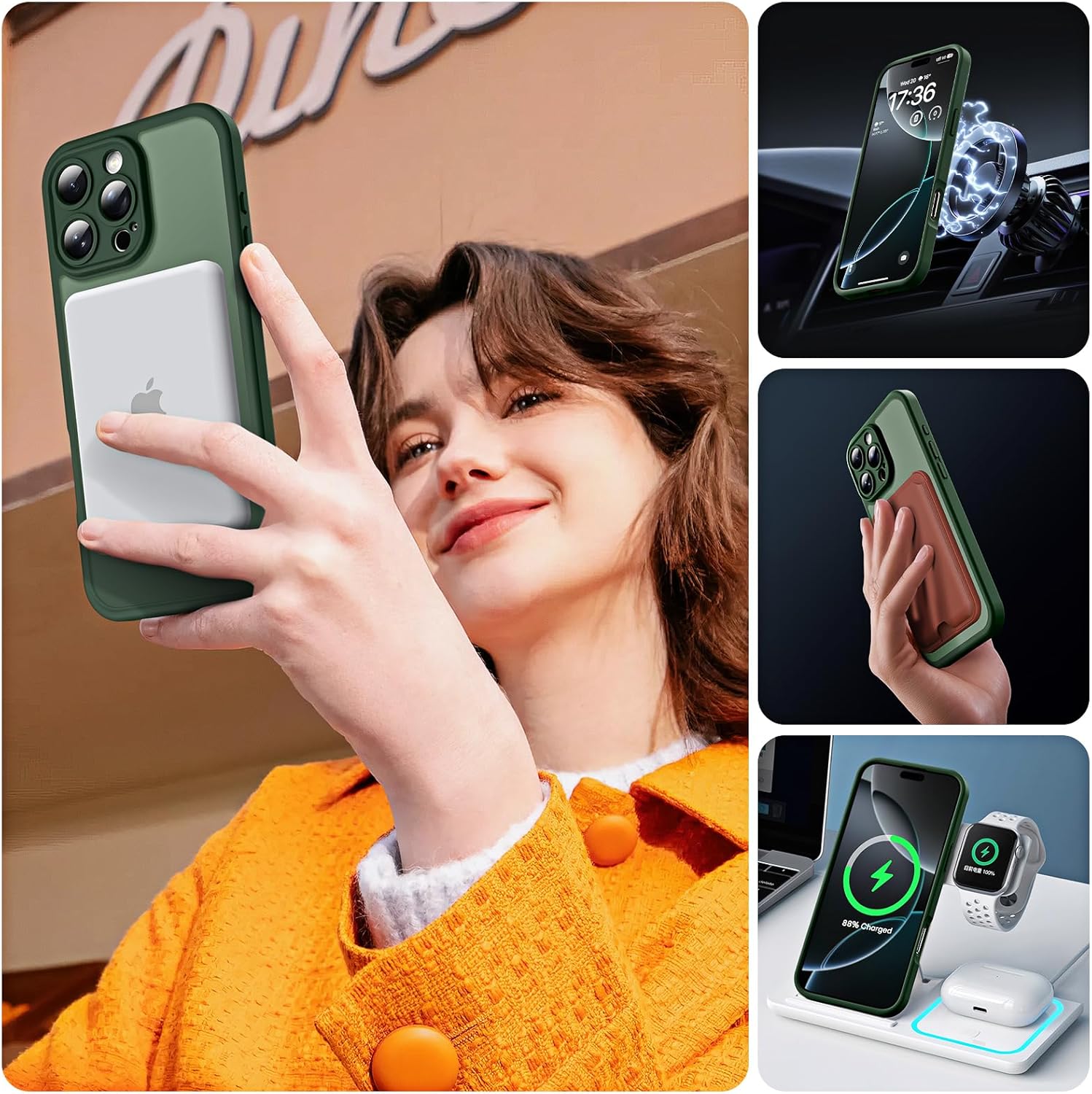 Slim translucent matte iPhone 16 Pro Alpine Green case with raised camera frame